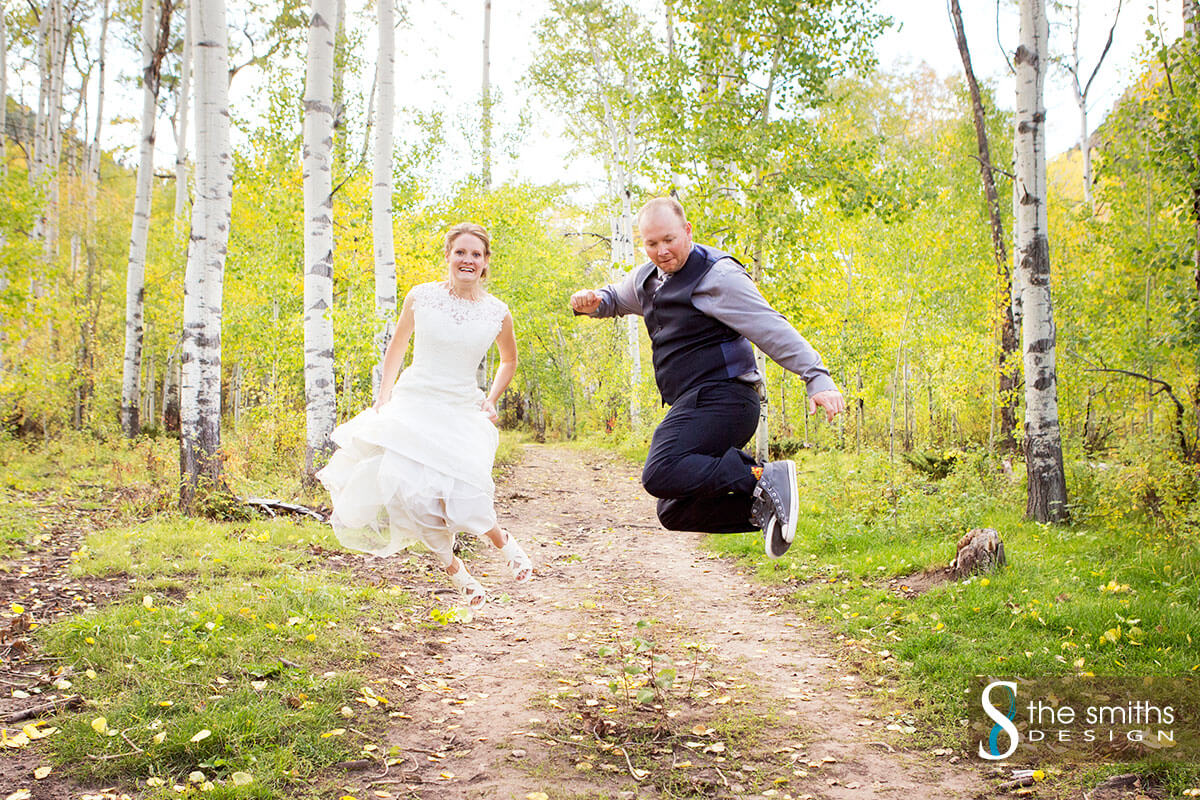 Bride and Groom Portraits in fall color