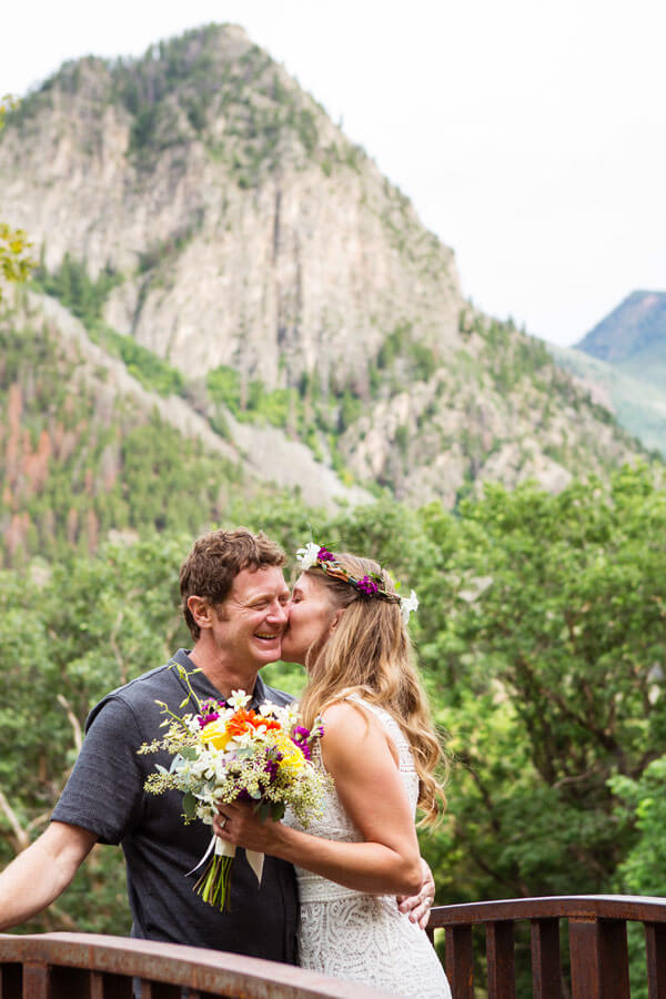 Bride and Groom Portraits at Avalanche Ranch Hotsprings