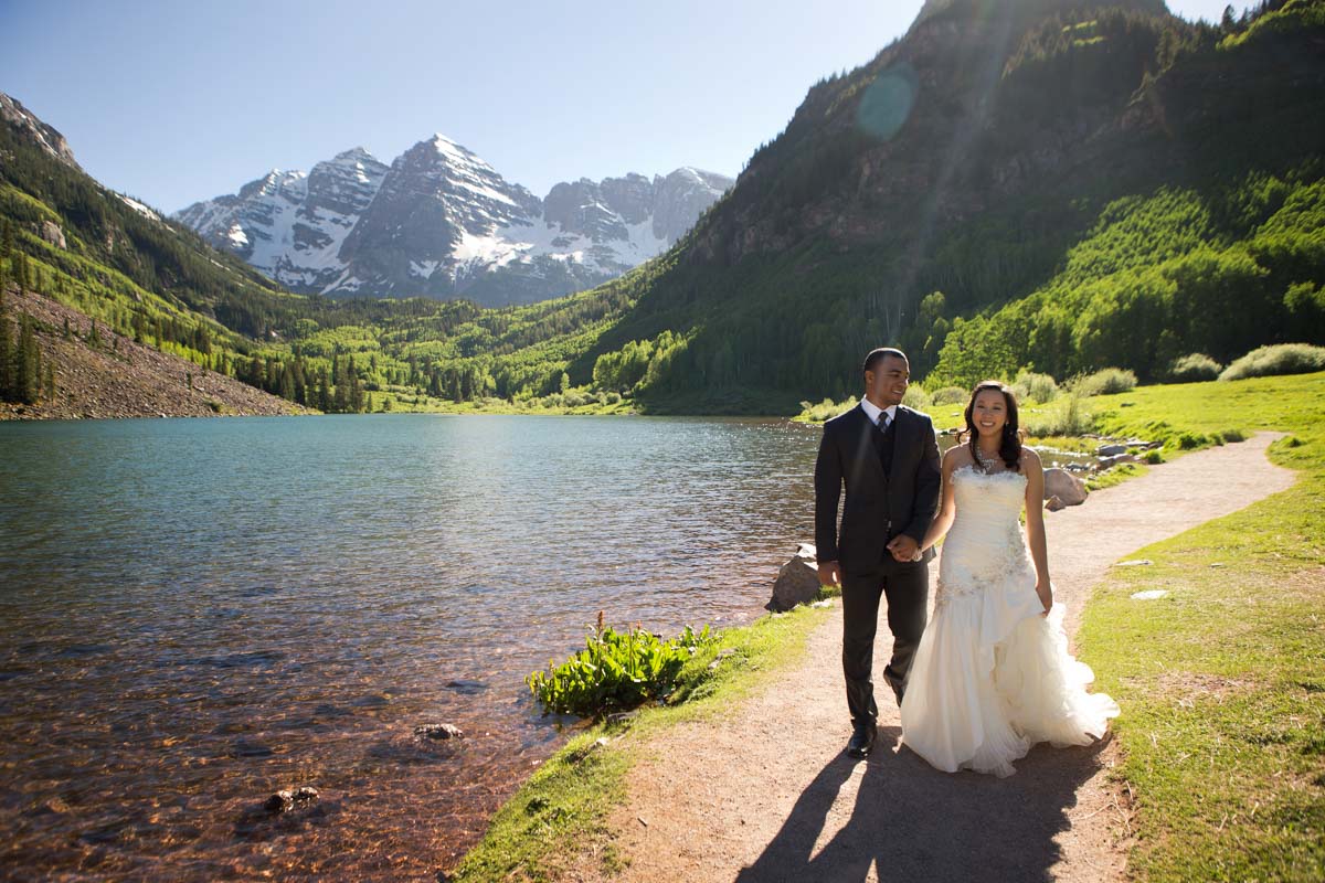 Bride and Groom Portrait at Maroon Bells | Windfirm Photography