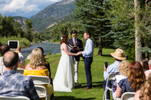 Wedding Ceremony on Crystal River in Redstone Colorado
