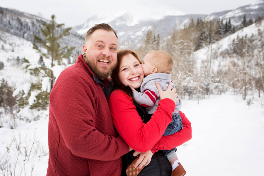 Family Photos in the snowy Colorado mountains for Carbondale 