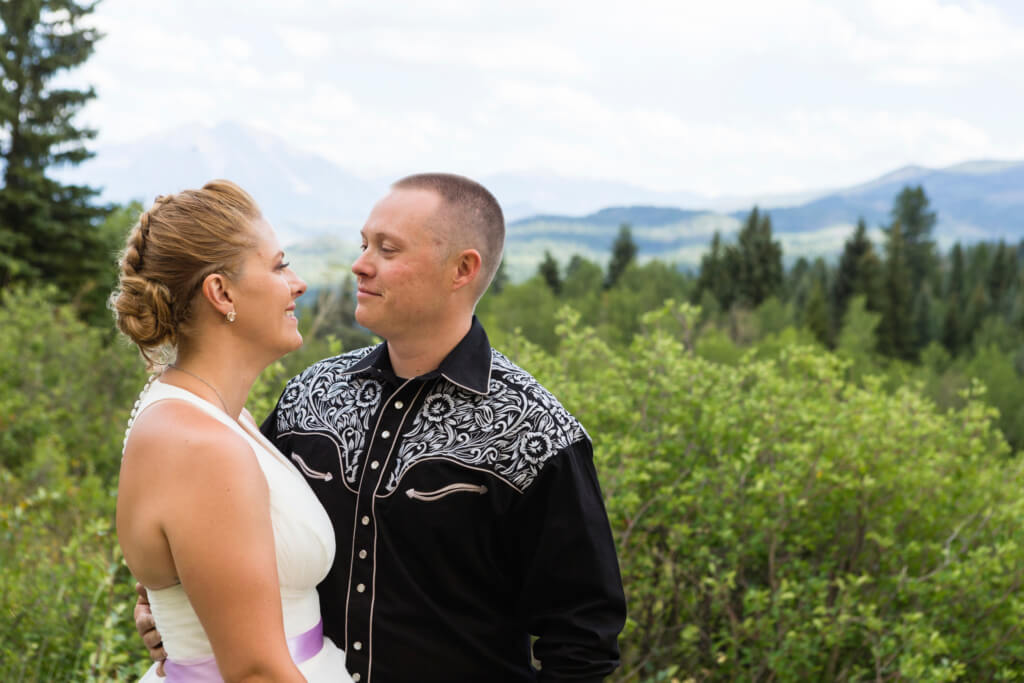 Bride and Groom Portraits with Mount Sopris 