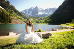 Bridal Portrait at Maroon Bells in Aspen | Windfirm Photography
