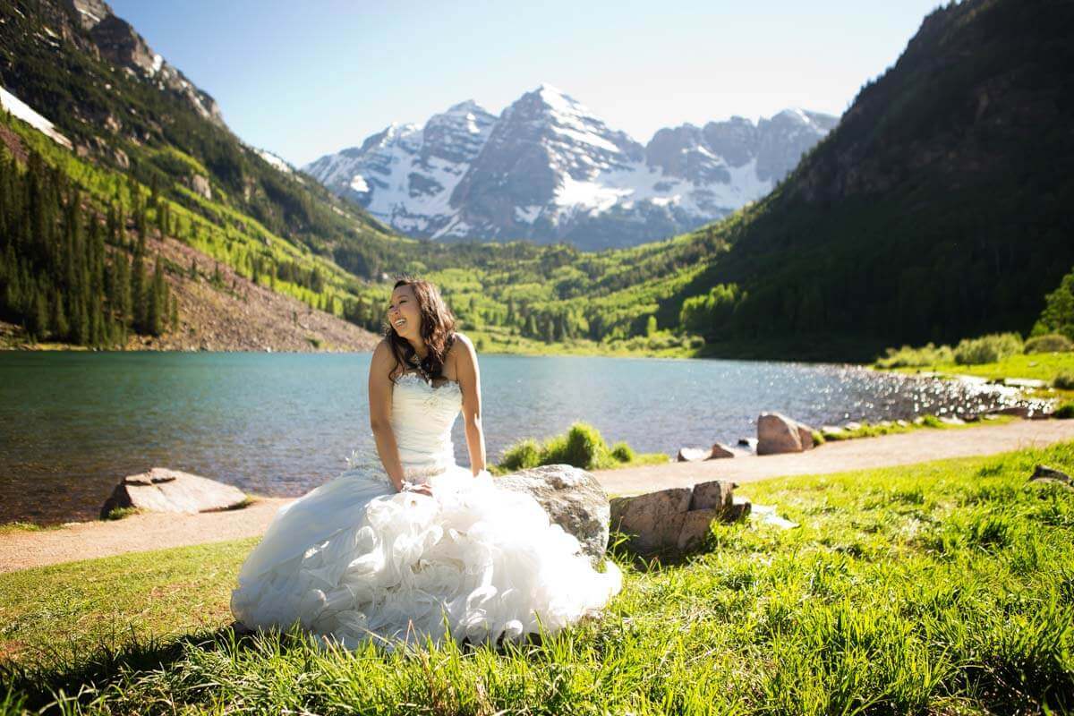 Bridal Portrait at Maroon Bells in Aspen | Windfirm Photography