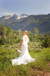 Bridal Portrait with Chair Mountain in Redstone Colorado | Windfirm Photography
