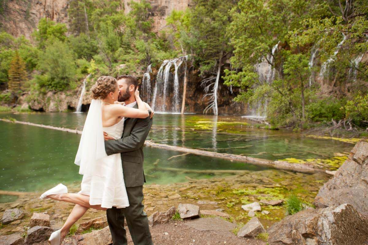 Wedding Photo at Hanging Lake in Glenwood Springs CO | Windfirm Photography